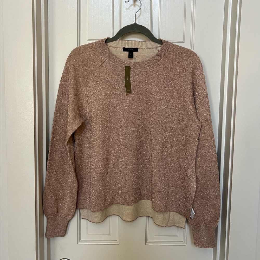 NWT J Crew pink metallic sweater